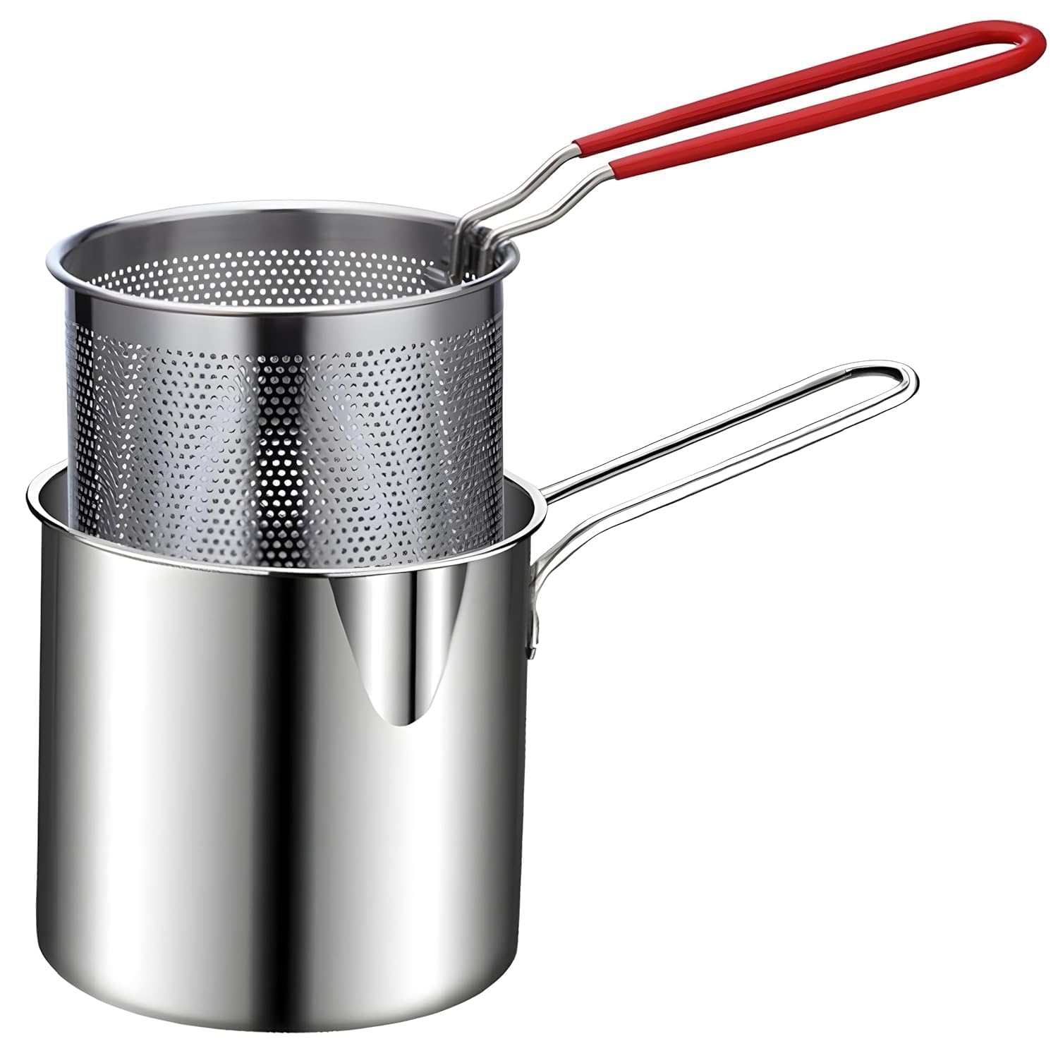 Deep Fryer Pot Pan with Oil Strainer & Thermometer