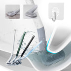 Golf Shape Silicone Toilet Brush with Self-Adhesive Wall Hook Holder Anti-drip Non-Slip Long Handle Quick & Easy Cleaning Bathroom Cleaner (CL-10)