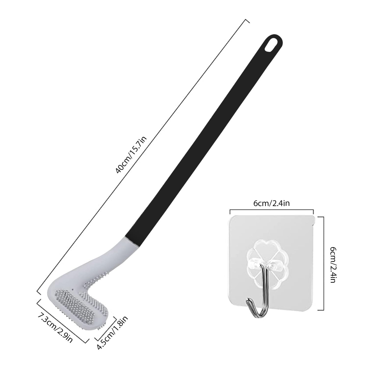 Golf Shape Silicone Toilet Brush with Self-Adhesive Wall Hook Holder Anti-drip Non-Slip Long Handle Quick & Easy Cleaning Bathroom Cleaner