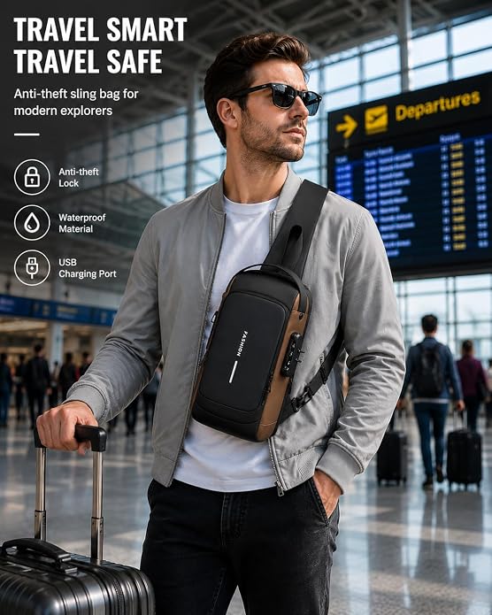 Waterproof Sling Bag for Men with USB Charging Port (CL-103)