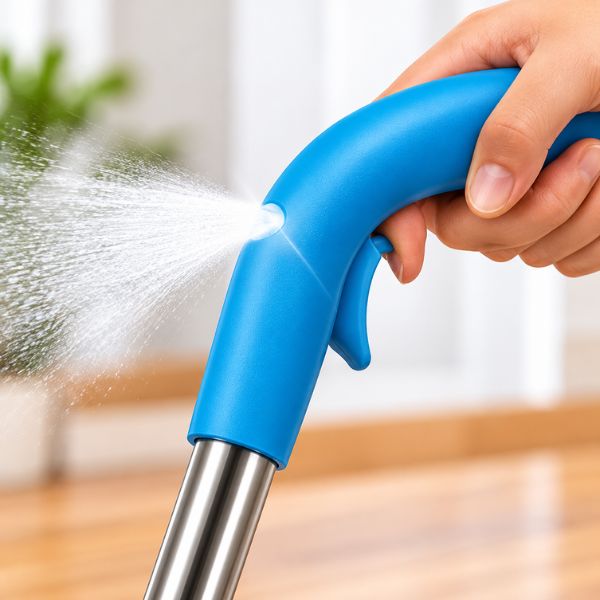 Press the trigger to spray a fine mist on the floor.