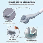 Golf Shape Silicone Toilet Brush with Self-Adhesive Wall Hook Holder Anti-drip Non-Slip Long Handle Quick & Easy Cleaning Bathroom Cleaner (CL-10)