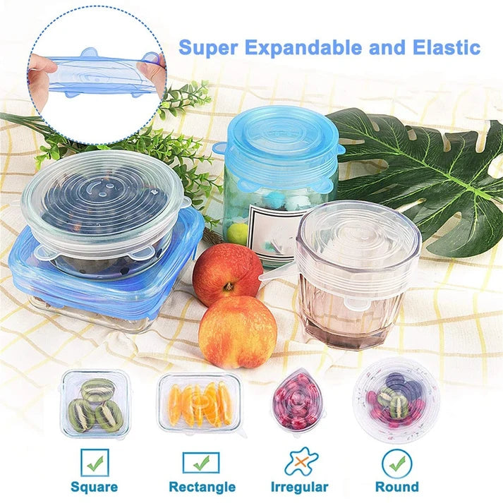 Pack Of 6 Silicone Reuseable Stretch Lids Cover (CL-55)