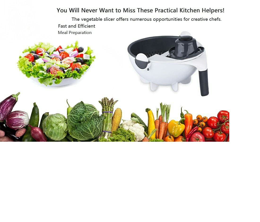 9-in-1 Multifunction Vegetable Cutter with Drain Basket