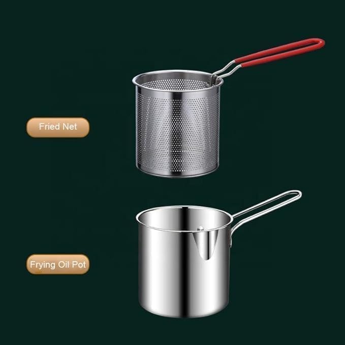Deep Fryer Pot Pan with Oil Strainer & Thermometer