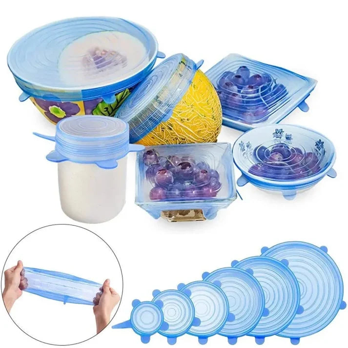 Pack Of 6 Silicone Reuseable Stretch Lids Cover (CL-55)