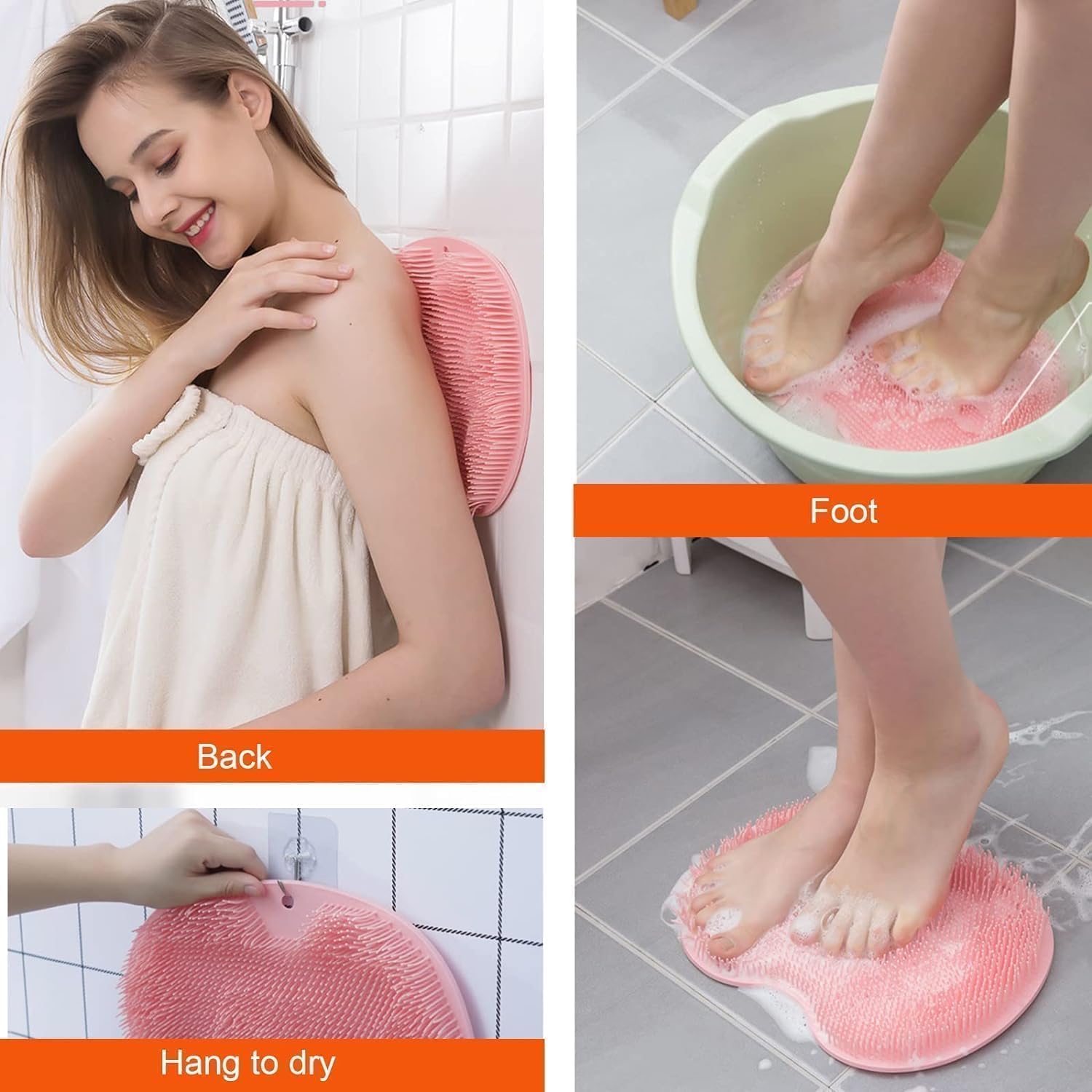 Silicone Shower Foot Scrubber Massage Mat for Bathroom