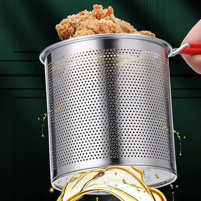 Deep Fryer Pot Pan with Oil Strainer & Thermometer