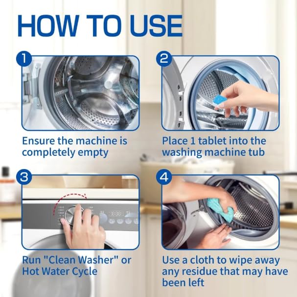 12 Washing Machine Cleaning Tablets Tub Drum Cleaner