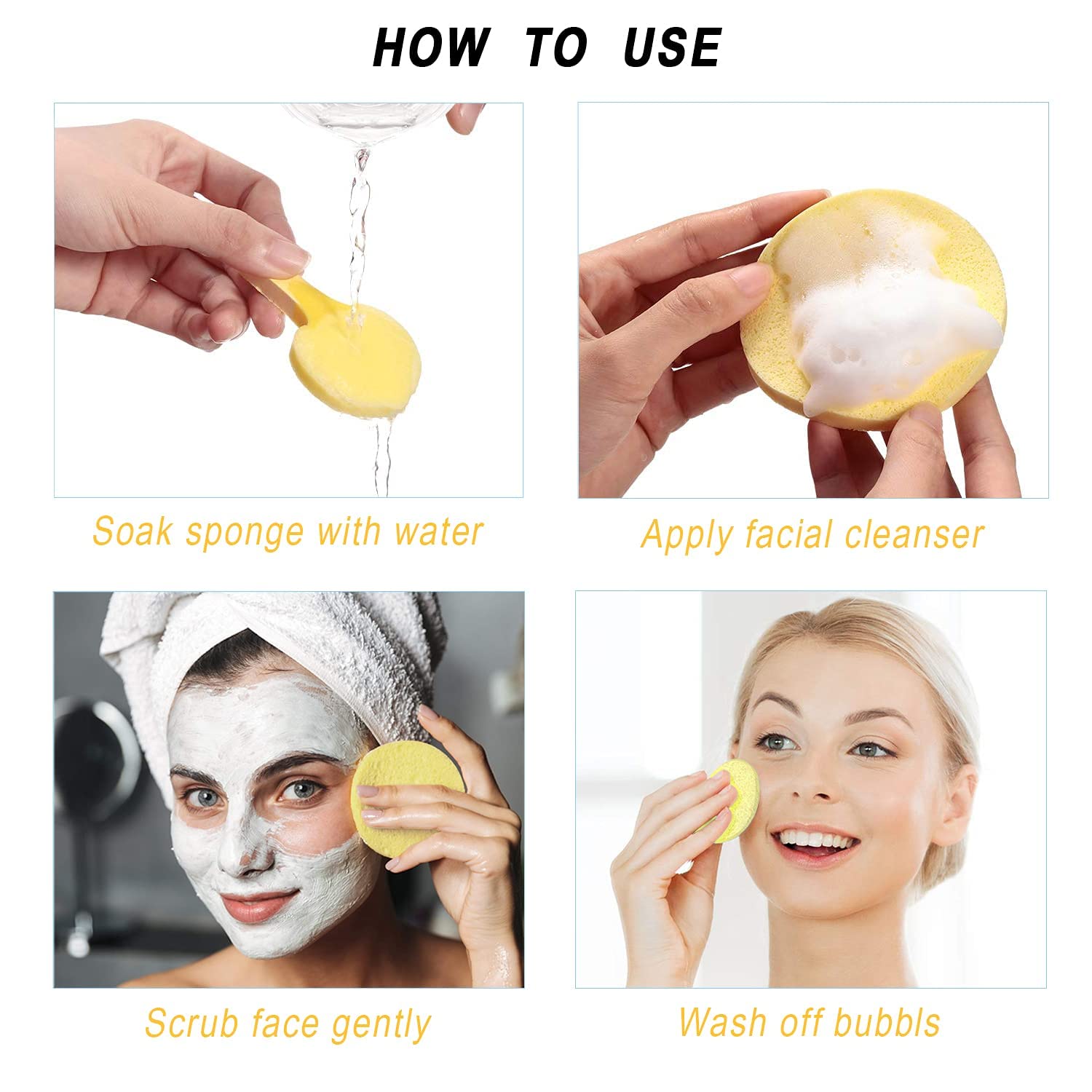 Compressed Facial Sponges For Face Cleansing-(pack of 12)