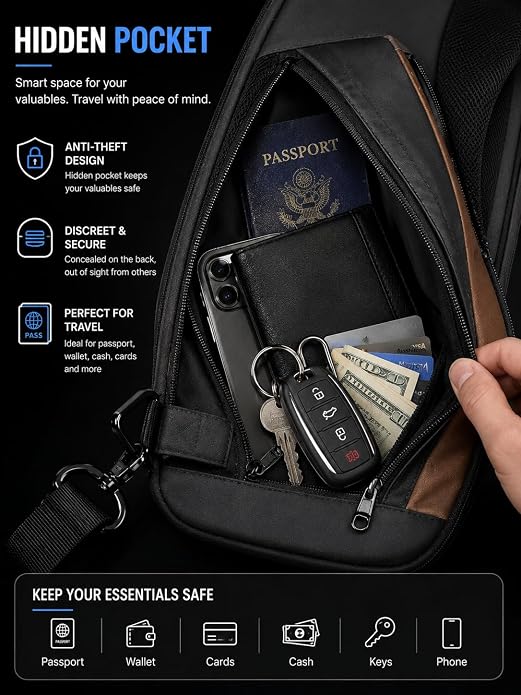 Waterproof Sling Bag for Men with USB Charging Port (CL-103)