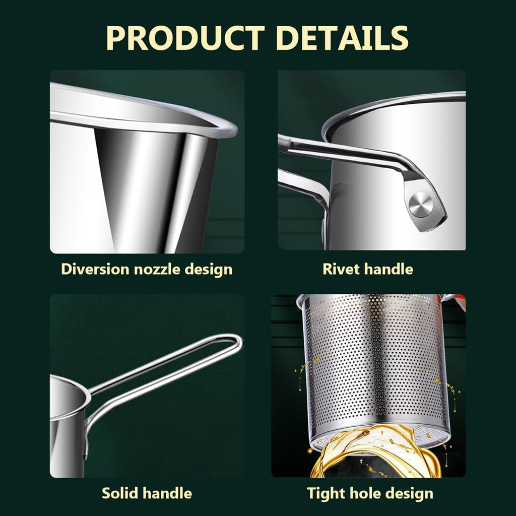 Deep Fryer Pot Pan with Oil Strainer & Thermometer