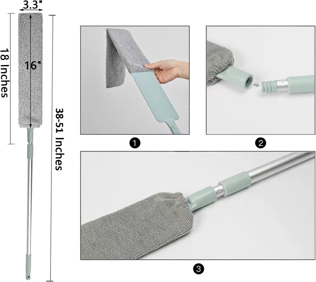 Gap Dust Cleaner Under Appliance Microfiber Duster Dust Brush with Extension Pole