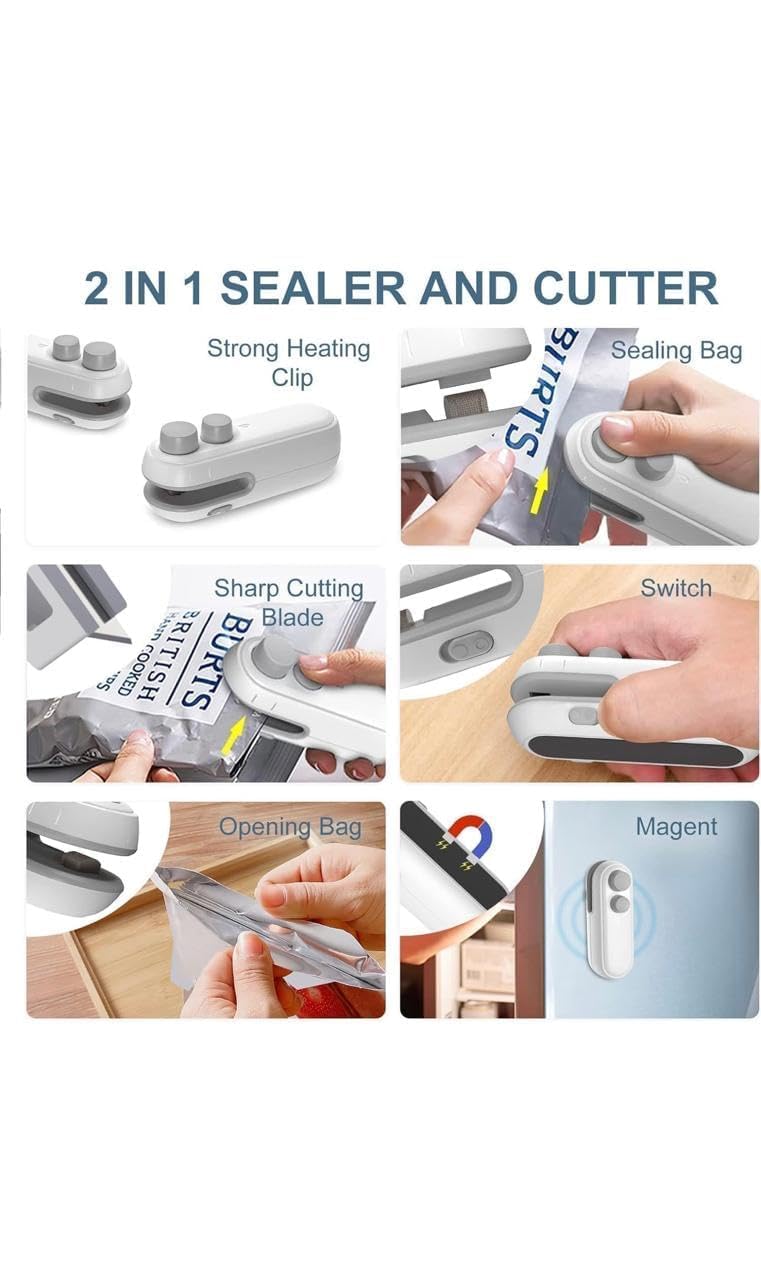 Portable Heat Sealer & Cutter, Food & Snack Storage Bags