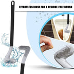 Golf Shape Silicone Toilet Brush with Self-Adhesive Wall Hook Holder Anti-drip Non-Slip Long Handle Quick & Easy Cleaning Bathroom Cleaner (CL-10)