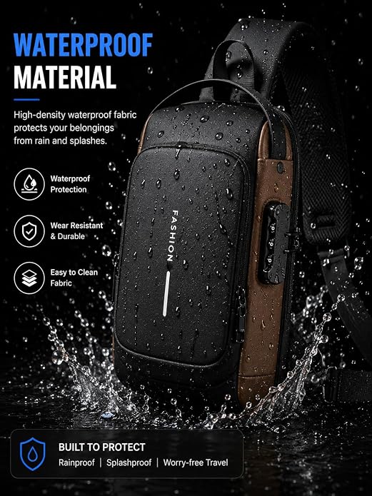 Waterproof Sling Bag for Men with USB Charging Port (CL-103)
