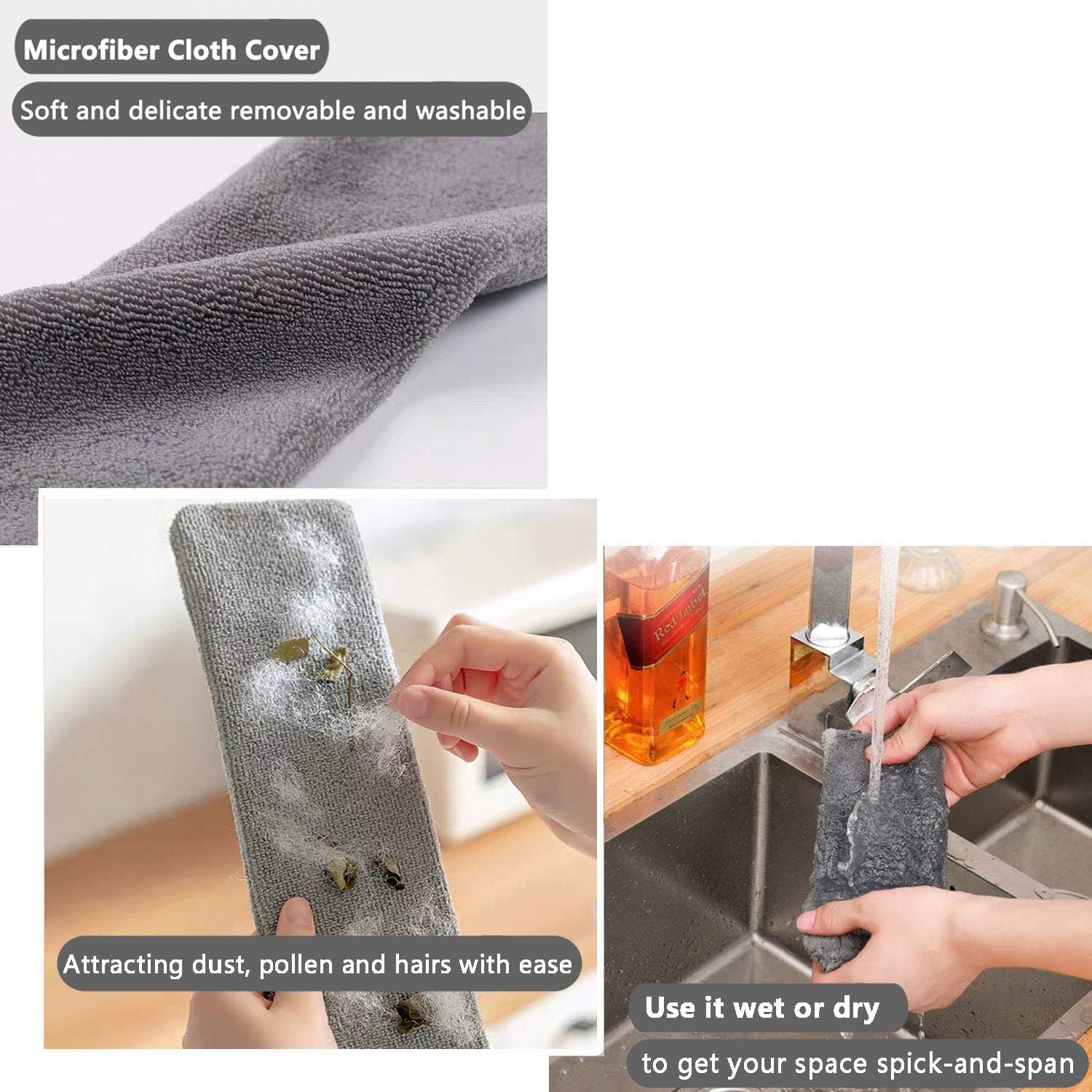 Gap Dust Cleaner Under Appliance Microfiber Duster Dust Brush with Extension Pole