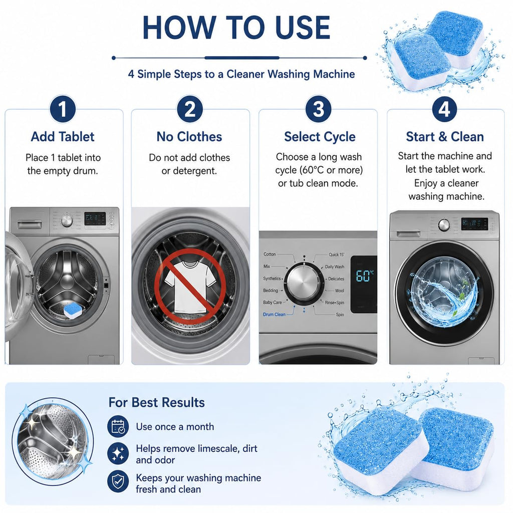 12 Washing Machine Cleaning Tablets Tub Drum Cleaner