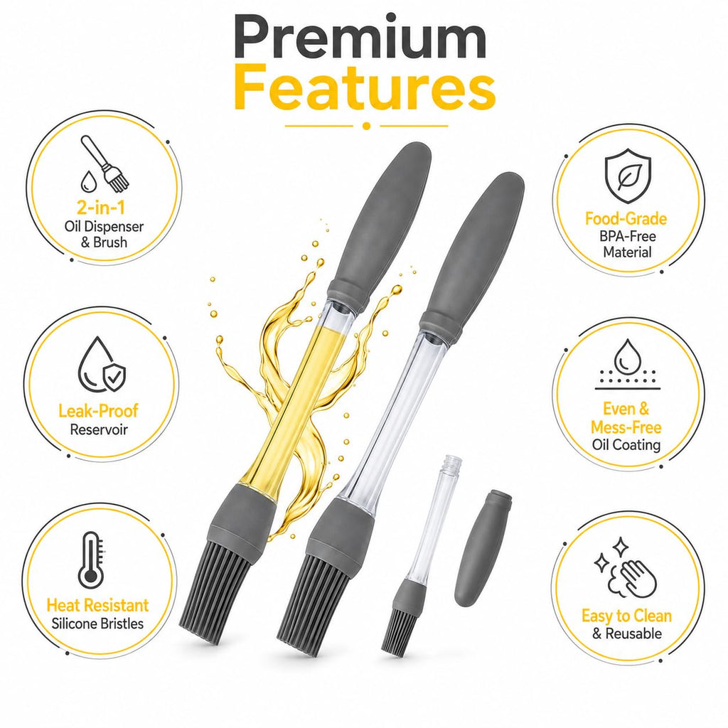 Silicone Basting Brush Set with Built-in Oil Reservoir