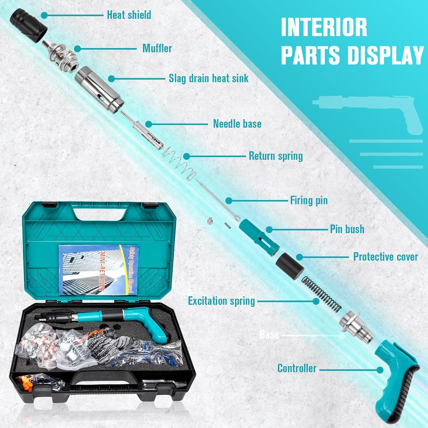 Nail Gun Kit ,5 Speed Adjustable Manual Steel Nail Gun, Wall Fastening Power Tool