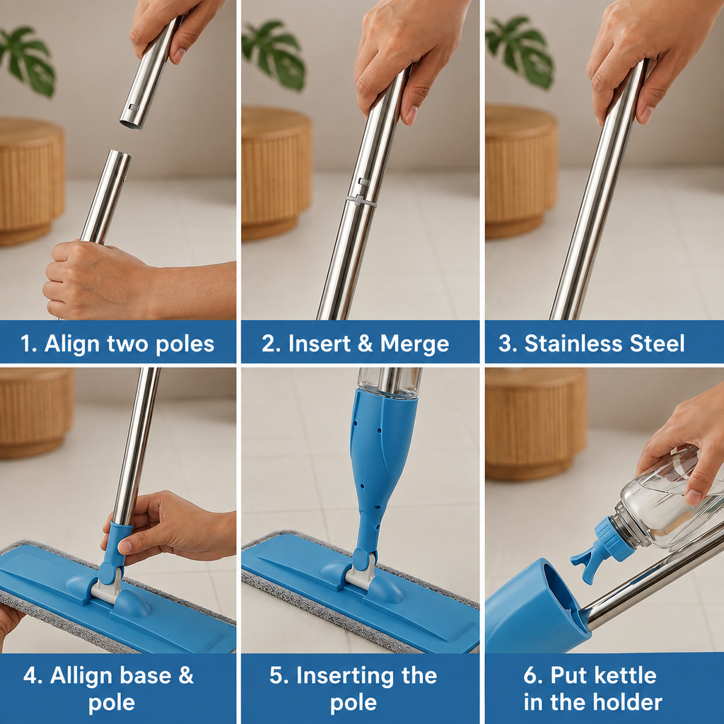 Stainless Steel Spray Mop with Microfiber Pad